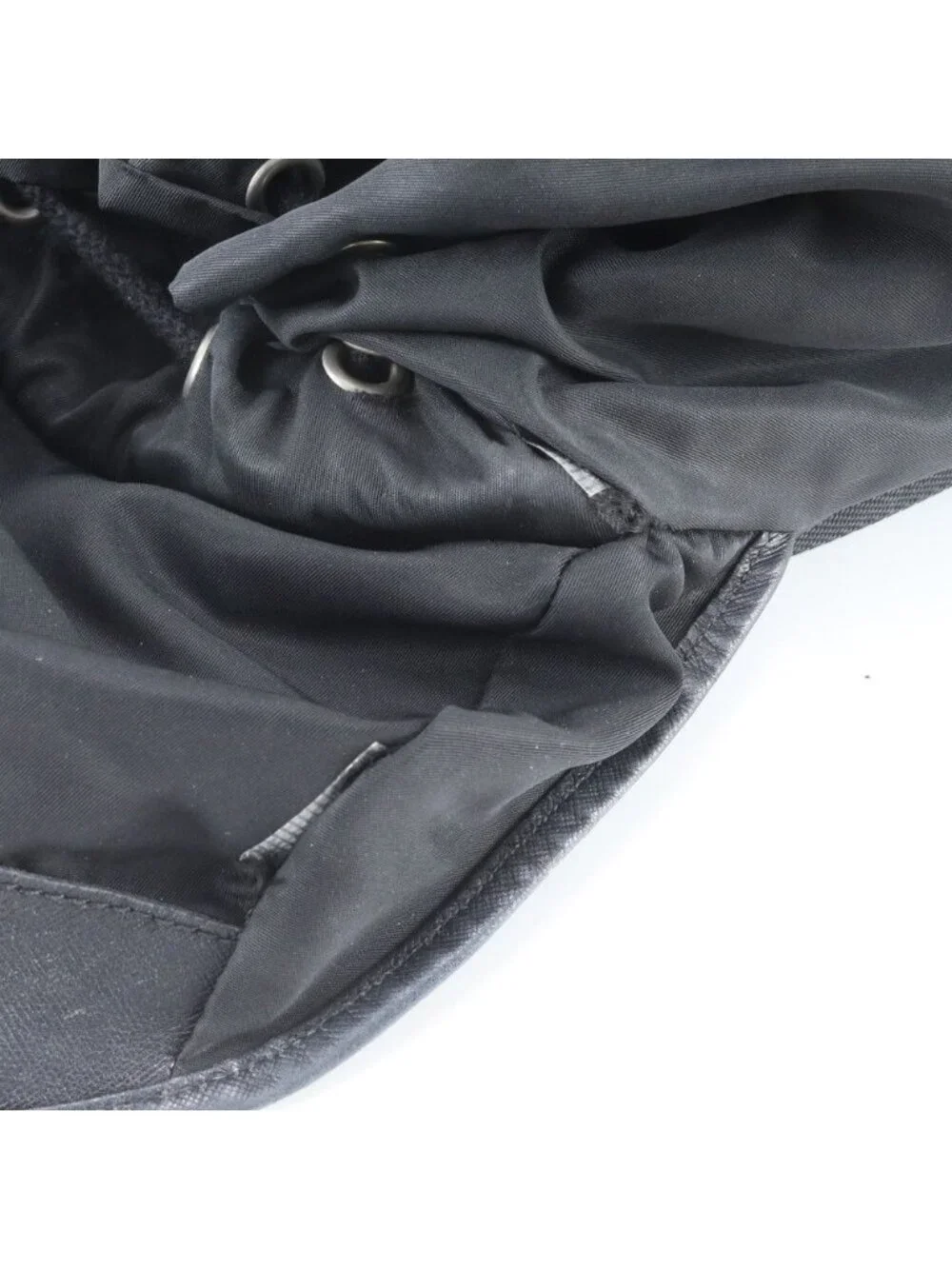 Prada Tessuto Nylon Leather Backpack Shoulder Bag Black